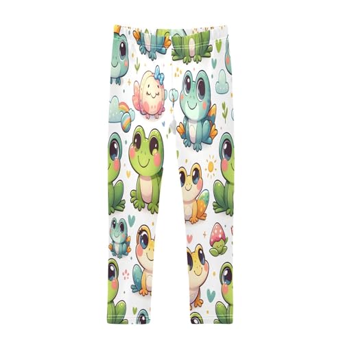 Bolaz Toddler Girls Leggings Printed Yoga Pants Leggings Green Yellow Cartoon Frog for Kids