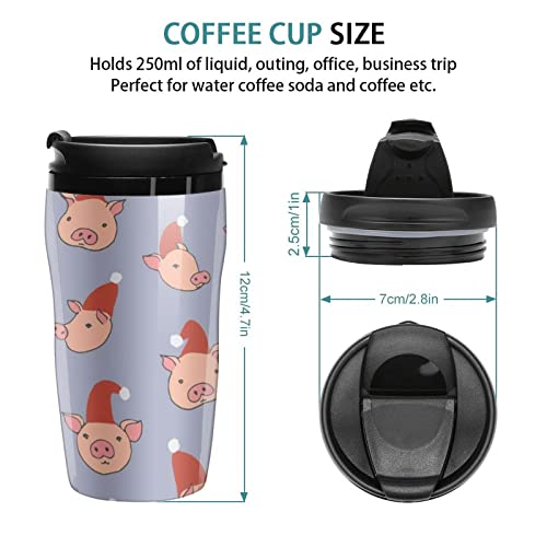 Cerdo Heads - Taza de café de plástico con tapa de doble pared aislada con diseño de patrón de impresión - Imagen 3