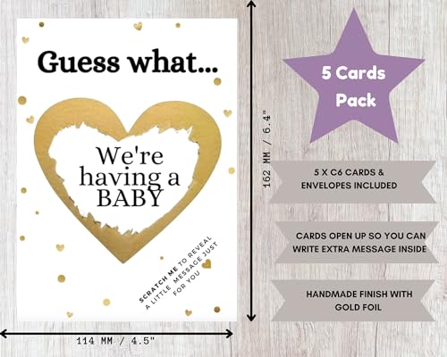 5 Pack Pregnancy Announcement Cards Baby Reveal Scratch Cards: Guess What... We're Having a BABY Surprise Novelty Gift Idea Scratchcards for New Dad Grandparents - Image 4