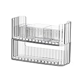 LINFIDITE 2 Pack Clear Vanity Organizer Stackable Makeup Organizer Tray Cosmetic Display Case with 4 Removable Dividers 2 Lipgloss Holders 2 Cotton Swab Pad Holders Q-Tips Cosmetic Storage Black