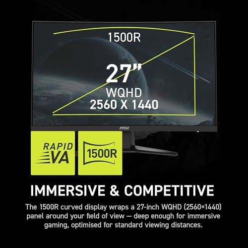 Image of msi MAG 275CQDF X24 27-inch 2560 x 1440 (QHD) Gaming Monitor, AMD FreeSync Premium, Dual Mode with WQHD 240Hz and HD 400Hz, HDR Ready, HDMI, VGA Port, VESA, Tilt, 0.5ms, Black