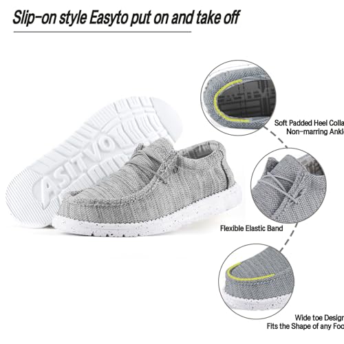 ASITVO Men's Wide Loafers & Slip-ons Casual Slip on Walking Shoes Width Toe Box Size 11 Breathable Lightweight Non Slip Elderly Diabetic Boat Shoes Grey 45 - Image 3