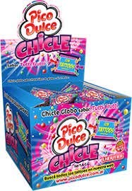 PICO DULCE Chicle Sabor Tutti-Frutti c/Tattoo | Tutti Frutti Flavor Gum w/ Tattoo Libre de Gluten 320 gr.
