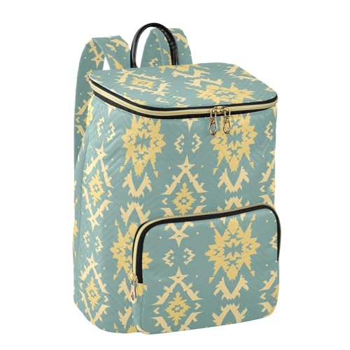 KLL Teal and Yellow Tribal Pattern Women Backpack Premium Casual Ladies Shoulder Bag for Yoga Sports Travel2