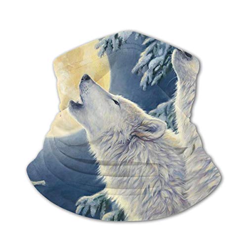 Preisvergleich Produktbild Kinder-Gesichtsschutzhandtuch, Wolf, Vollmond, Schnee, Bäume, 3D-Druck, sonnenfest, atmungsaktiv, Halstuch für draußen oder den täglichen Gebrauch