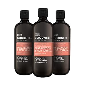 Baylis & Harding Goodness Men’s Sandalwood & Vanilla Natural Shower Gel, 500 ml (Pack Of 3) – Vegan Friendly