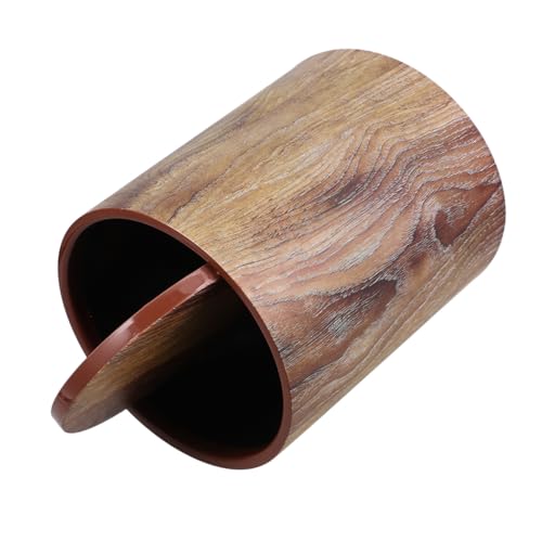 Cabilock Papelera con Tapa Abatible de Imitación Madera Cubo de Basura Diseño Vintage Compacto para Baño Dormitorio y Oficina Contenedor Doméstico de Residuos Elegante y Práctico