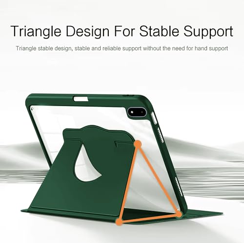 Image of TGK Rotating Case Cover for OnePlus Pad 3 13.2 inch Tablet, Pad 2 Pro, Pad 4 Pro with Pencil Holder Trifold Stand Cover Clear Back (Forest Green)