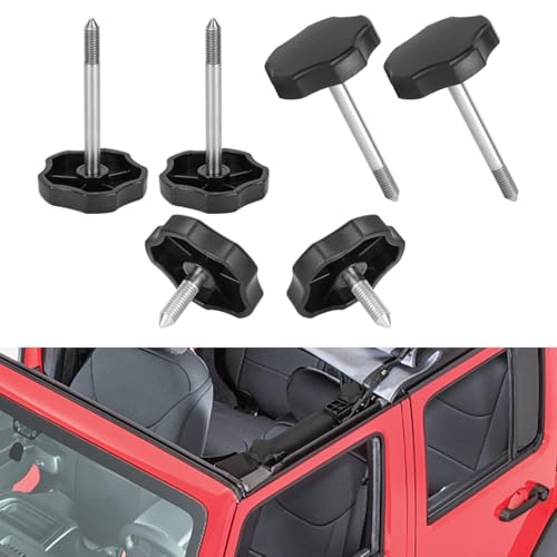 MFC Soft Top Window Frame Knobs Screws Door Surround Knobs Kits with Pin Compatible with for Jeep Wrangler JK 4-Door 2007-2018 6 PCS (2 Short+4 Long)