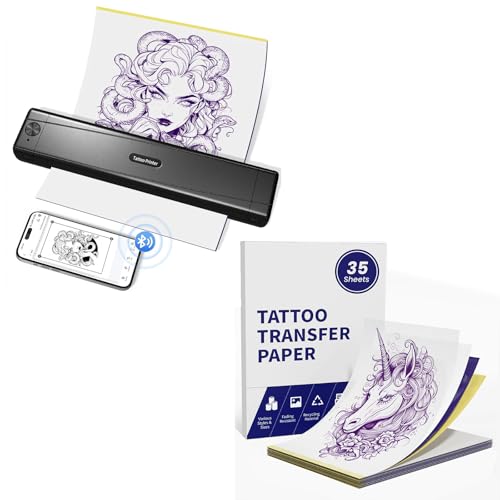Thermocopieur tatouage Bluetooth TATTMUSE avec 35 feuilles A4 pour transfert de stencil