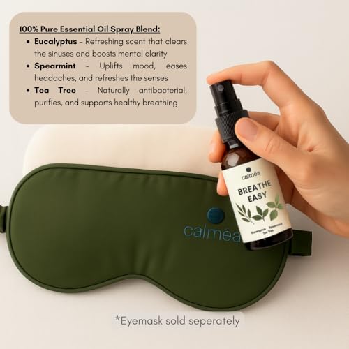 Calméa® Breathe Easy Aromatherapy Essential Oil – Organic Natural Fragrance with Eucalyptus, Spearmint/Peppermint, Tea Tree | Pillow Spray Sleep Aid for Sinus Relief, Hay Fever, Allergy - Image 6