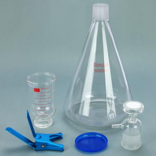 stonylab Glasfiltrationsgerät, Borosilikatglas-Vakuumfiltrations-Filterkit mit 5000 ml Filterkolben und 500 ml Messtrichter
