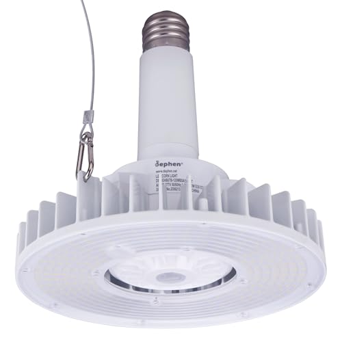 dephen 120W UFO LED Light Bulb with E39 Mogul Base Extender, 5700K High Bay Corn Light Compatible with Motion Sensor, 18600Lm Corn Bulb Replacement for 400W MH/HPS/HID, IP64,Aluminum,UL-Listed