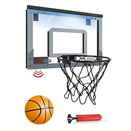 Tkekruh Mini Canasta De Baloncesto,Mini Aro De Baloncesto para Niños,con Electrónica Puntuación Registro para Niños y Adultos,Canasta Baloncesto Infantil Oficina y Casa con 1 Balón