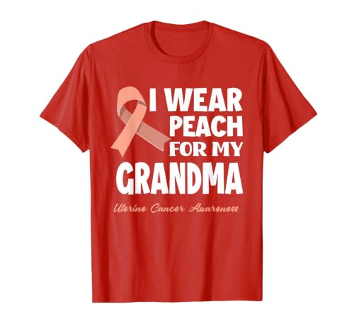 I Wear Peach for My Grandma Granny Uterine Cancer Awareness T-Shirt, Men, Red, 3X-Large