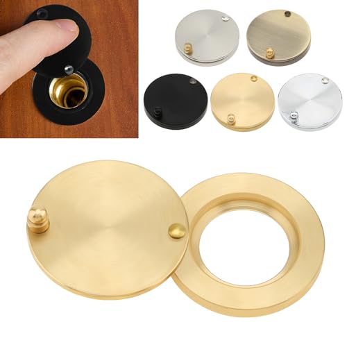 HOJLKLD Gucklochabdeckung, massives Messing, Sichtschutz-Türspion, Abdeckung mit doppelseitigem selbstklebendem Klebeband für Türspion mit 5/8 Zoll Durchmesser (1, Silber)