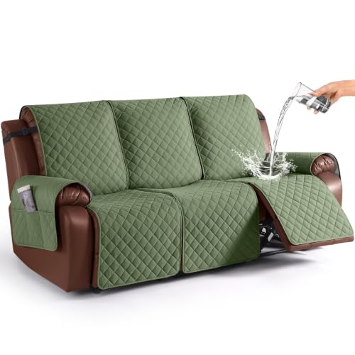 Image of KinCam Waterproof Recliner Sofa Covers Washable, 3 Seater, Cactus Green