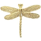 JECOMPRIS Figura Decorativa de Libélula de Latón Alas No Desmontables, Adorno Creativo para Decoración de Pared y Mesa, Tamaño Mediano, Color Dorado, Adecuado para Sala, Oficina y Entrada