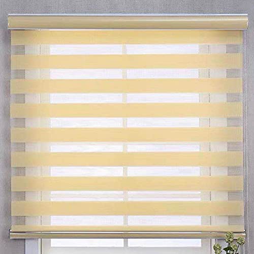 WWHATE Estor enrollable de tela opaca de doble capa, riel de aluminio, fácil ajuste, para el hogar, oficina, dormitorio, habitación de los niños, fácil ajuste (amarillo, 70 cm de ancho x 200 cm de