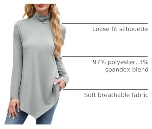 Image of JUSTFASHIONNOW Turtle Neck Shirts for Women Long Sleeve Fall Tunic Tops
