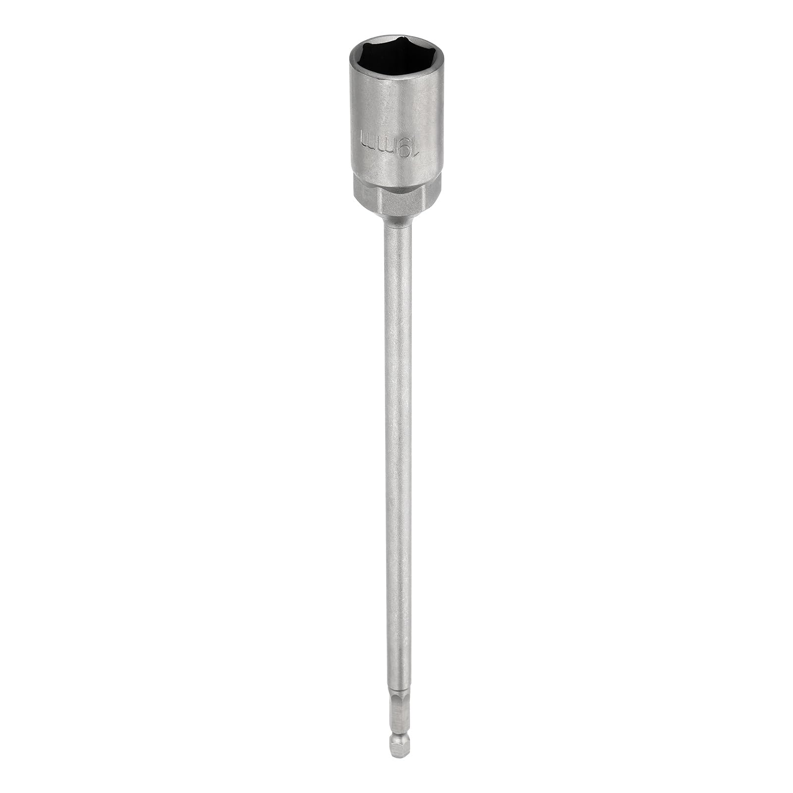 sourcing map Nut Driver Drill Bit 19mm Metric Socket 1/4" Hex Shank 10" (250mm) Extra Long 6-Point Sockets Quick Change 40Cr Steel Bolt Setters for Power Drill Drivers — image 1
