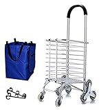 Faltgröße: 94 * 43 * 24cm Hand LKW Aluminiumlegierung Einkaufswagen Klettern Treppen zusammenklappbare tragbare Hebelwagenwagenwagen Anhänger verschleißfest (Color : Blue, Size : 94cm)