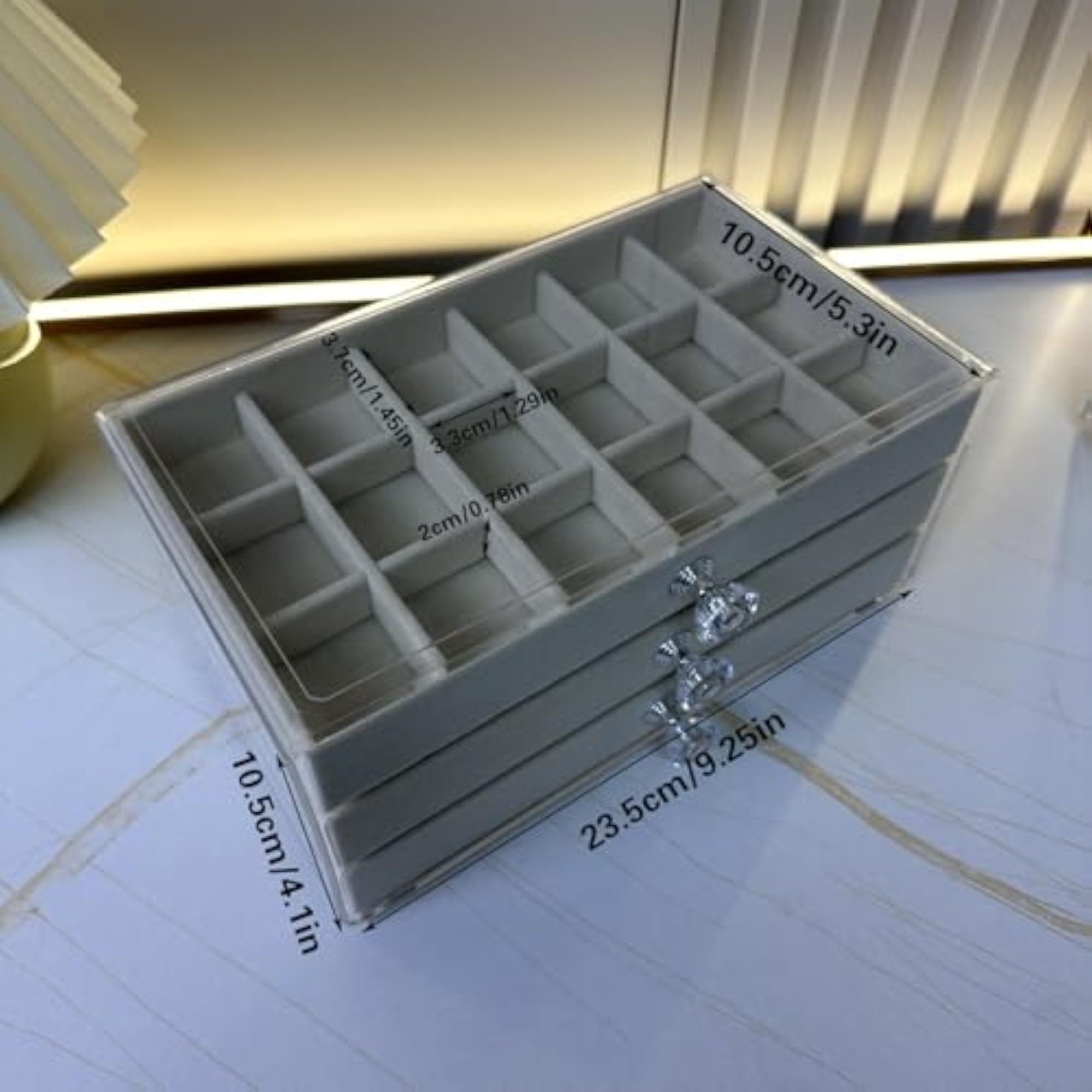 Acrylic Jewellery Organiser with 3 Drawers, Transparent Box