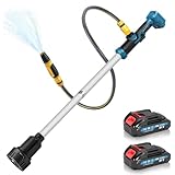 Kabellose Stab-Wassertransferpumpe 18V mit 2x2.0Ah Akkus, Akku Regenfasspumpe 3000 L/h, 6m Förderhöhe, Tragbare Wasserpumpe mit Gartensprühdüse, Kompatibel mit Makita 18V Akku für Pool/Gärten/Teiche