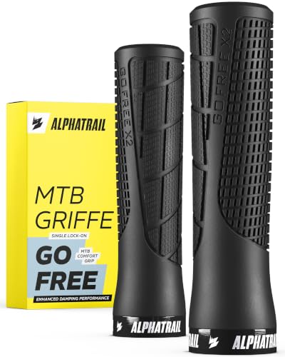 Alphatrail GoFree MTB Griffe für Fahrrad & E-Bike Trail-Grip mit Dämpfung Lock-On Lenkergriffe 22 2 mm 1 Paar 120 g Fahrradgriffe für Trail & Tour