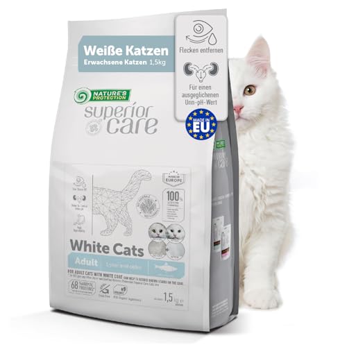NATURE'S PROTECTION Katzenfutter Superior Care getreidefrei, Trockenfutter für weiße Katzen, mit wertvollem Hering, für ausgewachsene Katzen Aller Rassen, Trocken Futter Cat Katze 1,5 kg.