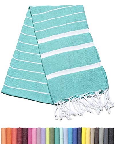 Image of Barcelonetta | Turkish Towel | 40x70in | Beach & Bath Peshtemal | Natural, Eco-Friendly, 100% Cotton, Super Soft, Quick-Dry | Washing Machine, Dryer and Iron Safe | Made in Turkey (Mint)