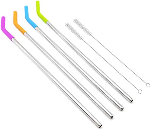 Pitillos reutilizables acero inoxidable 14.5 in, set 4 miniatura 1