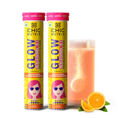 Image of Chicnutrix Glow | Japanese Glutathione and Vitamin C for Skin Care | Glowing & Radiant Skin (20 count (Pack of 2), Orange)
