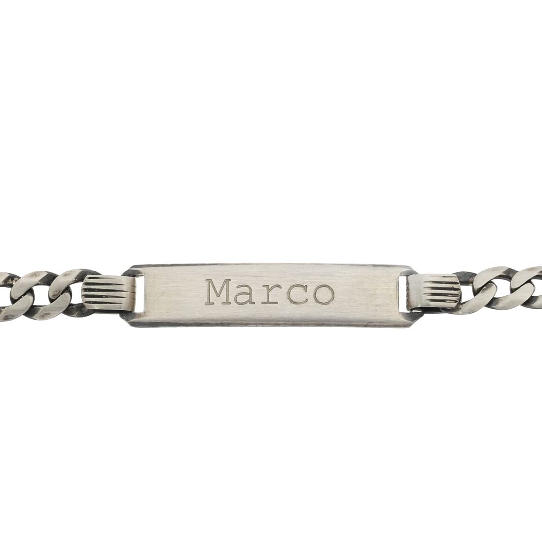 Giuzi - Bracciale Uomo Argento 925 Personalizzabile con Targhetta Incisa, Catena Grumetta Regolabile, Idea Regalo Uomo con Confezione