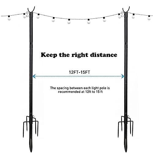 Harrms String Light Poles For Outdoors - 5 Prong Fork Black Pole To Stay Straight And Stable - Suit For Led Solar Bulbs Hanging For House Family Garden Patio Wedding Cafe Party #TOP3