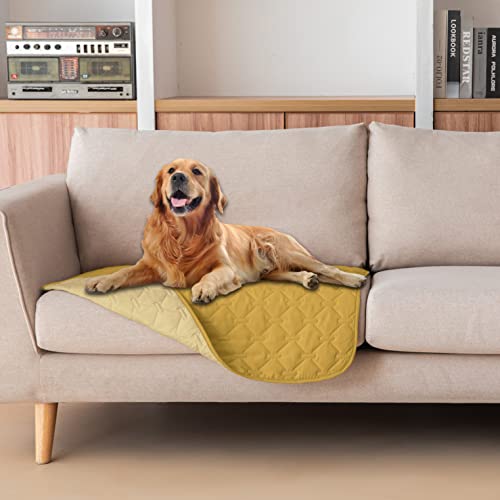 Image of gogobunny 100% Double-Sided Waterproof Dog Bed Cover Pet Blanket Sofa Couch Furniture Protector for Puppy Large Dog Cat, Reversible (30x30 Inch (Pack of 1), Dark Yellow /Light Yellow)