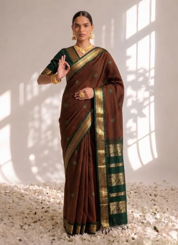 HerClozet green soft silk saree in soft silk – image 3