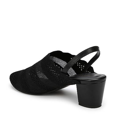 Image of Marc Loire Women's Knitted Round Toe Block Heel Mules for Casual and Formal Wear