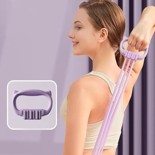 Image of RK Prime Figure-4 Pull Reducer Resistance Band | 4-Tube TPR Latex | Yoga, Stretching & Full Body Toning | Back, Arms, Abs, Legs | Physical Therapy Safe | Beginners & Women | for Gym Exerciser