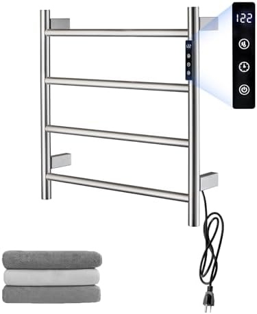 Heated Towel Racks,4 Bars Towel Warmer Rack for Bathroom...