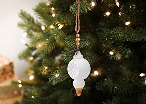 Demdaco Finial Gold Tone And White 2.5 Inch Fragrance Oil Diffuser Hanging Christmas Ornament 2 Pc Set #TOP5