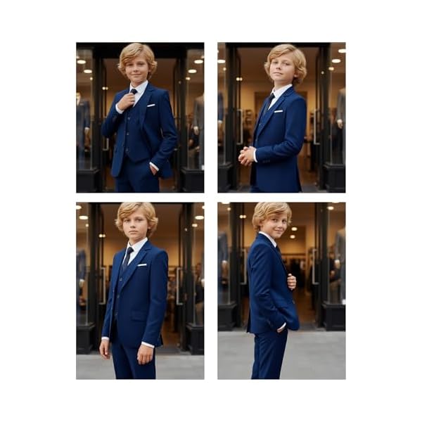 Boys Suit Slim Fit 5 Pieces Kids Formal Wedding Suits for Boys Teen Dress Clothes Set - Image 4