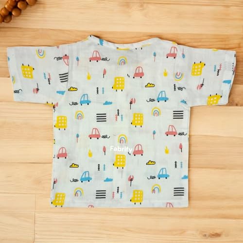 Image of Fabrify Organic Muslin Cotton Baby Top and Bottom Set, Sleepsuit Night Dress, Infant Toddler Clothing