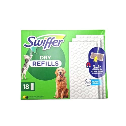 Swiffer Panni Cattura Polvere, 216 Panni Microfibra Dry, Cattura Polvere e Sporco, Ottimo per Tutti i Tipi di Pavimenti e per i Peli di Animali, Giga Formato