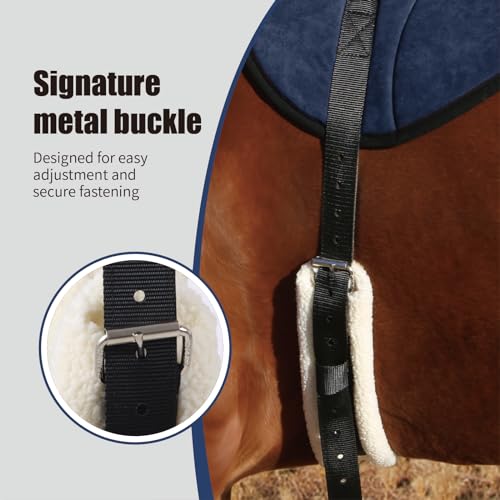 Image of Harrison Howard Ergonomically Designed Correct Bareback Pad with Side Pockets Extra Thick Center for Maximum Support Anti-Slip Bareback Pad Comes with Matching Girth