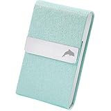 [Xsimant] 名刺入れ 角が折れない 縦型 名刺ケース 柄 マグネット式 1秒開閉 レディース メンズ ビジネス (天色 水路模様 イルカ)