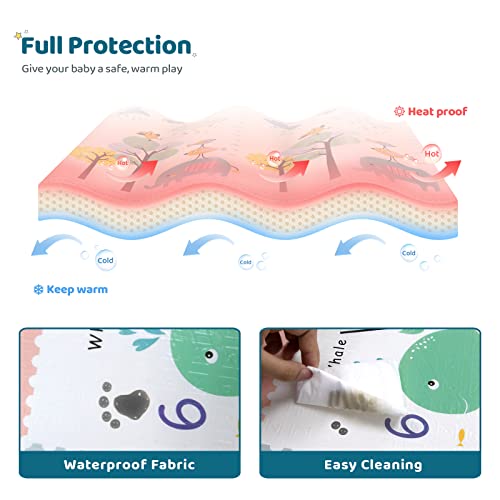 Wayplus Baby Play Mat, 79"X 59" Extra Large & Thick Reversible Folding Floor Mat, Waterproof Non-Toxic Anti-Slip Reversible Foam Playmat For Baby, Anti Slip Soft Crawling Mat #TOP3