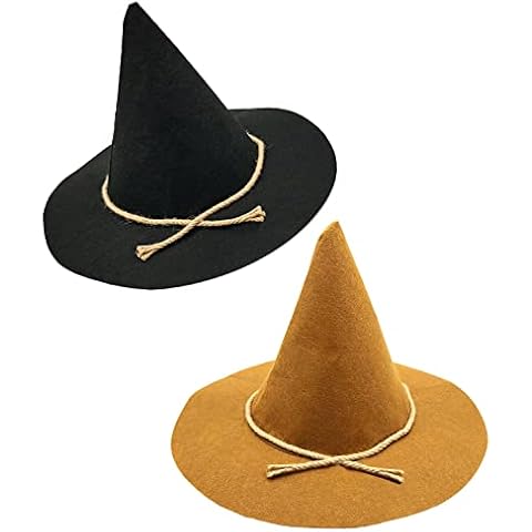 Benwanfee 2 Pack Scarecrow Hats, Scarecrow Costume Felt Scarecrow Accessories for Halloween Party Accessory, Black and Brown Color Cover