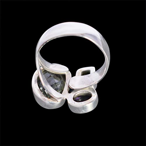 Bague améthyste en argent 925 massif et gemmes précieuses - 3