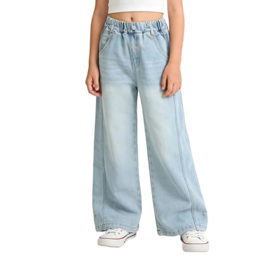 Jean pour fille jambe large en denim extensible coupe évasée tendance